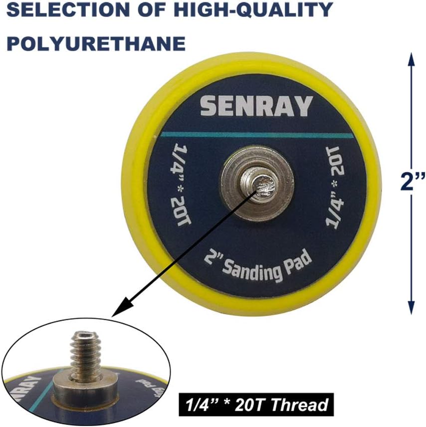 5Pcs 2-Inch Dual-Action Hook & Loop Backing Plate for Sanders and Polishers, 1/4"-20 Thread | 15,000 RPM