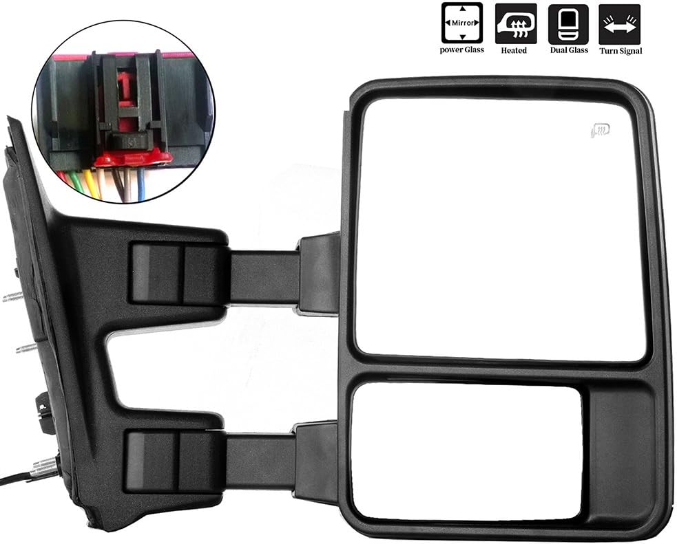 Passenger Side Heated Towing Mirrors Fits 2008-2016 for Ford for F-250 for F-350 for F-450 for F-550 Super Duty, Power Adjusted View Mirror with Turn Signal Indicator