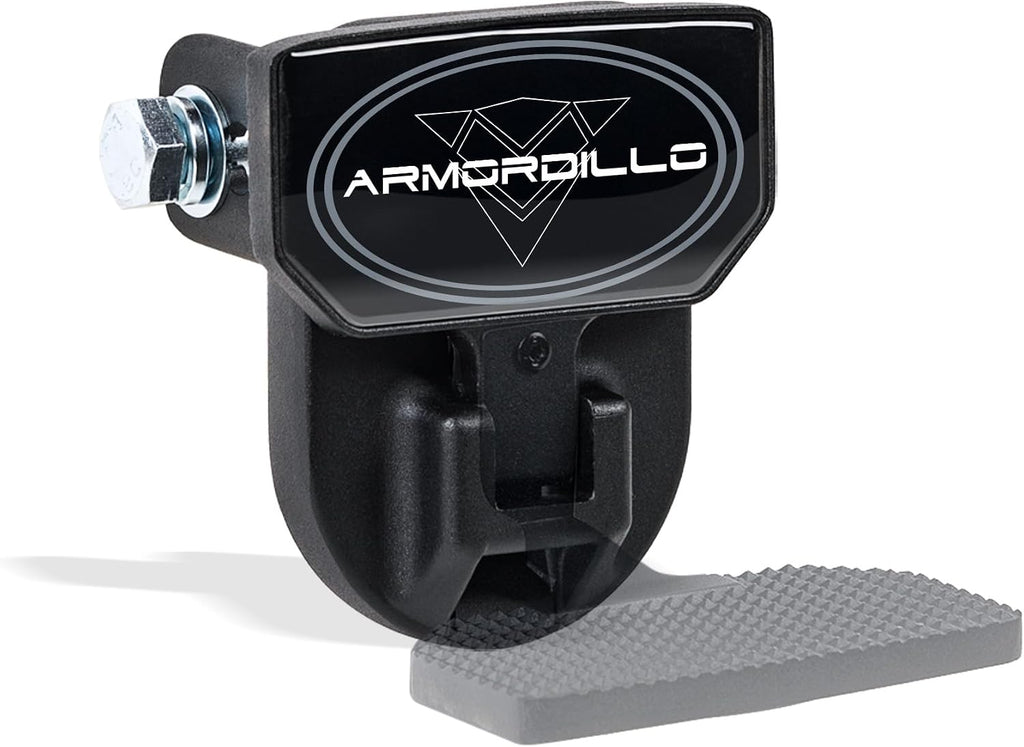 Armordillo FD Series 5" Foldable Rear Hitch Step|Compatible for Class 4 Trailer Hitch 2" Receiver|Hitch Step Bar|Folding Fold-Up Rear Step|8724552|Matte Black|Steel|Universal