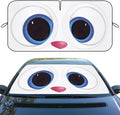 Cute Eyes Car Windshield Sun Shade - Funny Cartoon Rabbit Eye Heatshield Blocks UV Rays Sun Visor Protector for Sedan, Truck, SUV - 59" L x 31.5" W