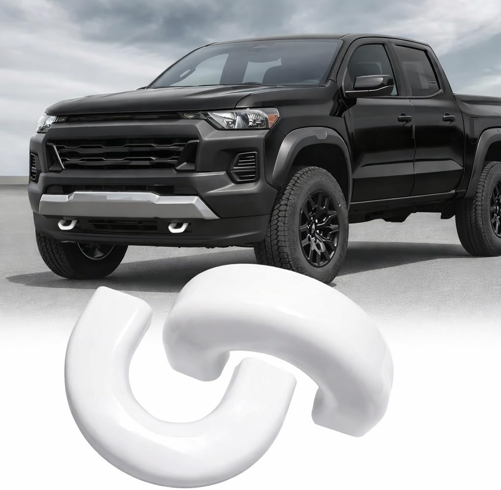 Tow Hook Covers Compatible with Chevy Colorado Trailboss 2015-2026 & GMC Canyon 2015 2016 2017 2018 2019 2020 2021 2022 Accessories(Not Fit 2023-2026 Colorado Z71 ZR2) - Upgrade Design, Rubber (White)