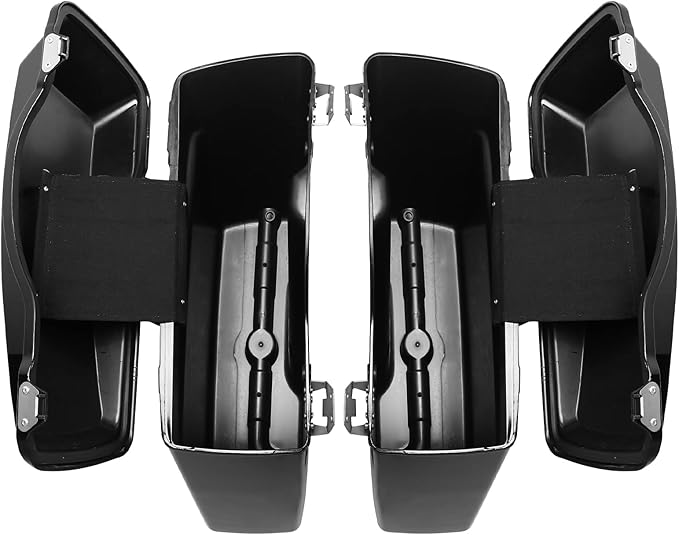 XFMT Motorcycle Vivid Black Hard Saddlebags Saddle Bags Trunk W/Lids & Latches - Image 5
