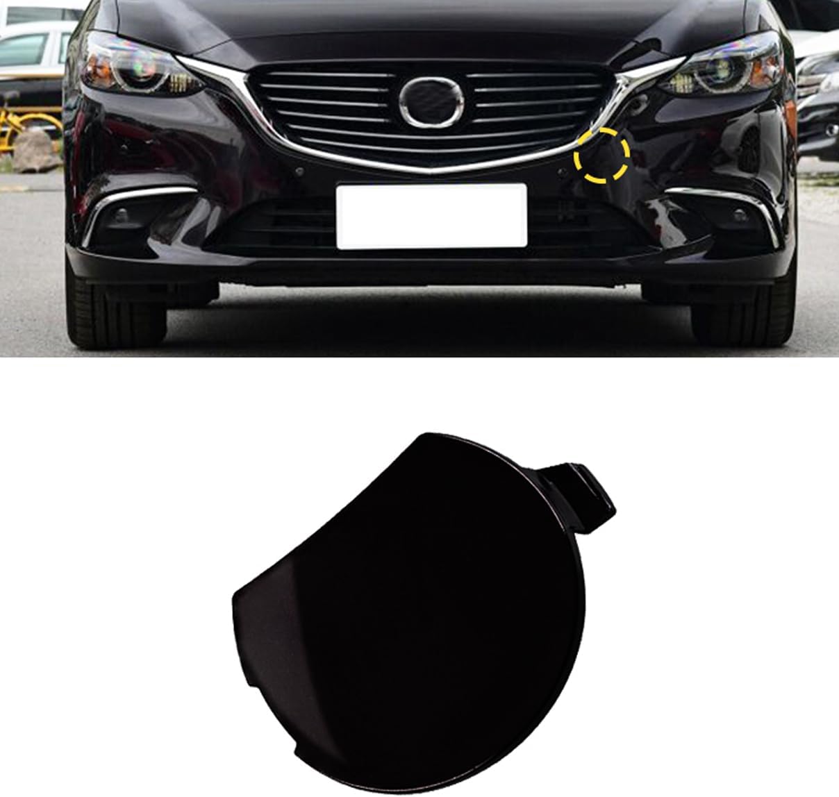 Front Bumper Towing Tow Hook Hole Eye Cover Cap for Mazda 6 Atenza 2017 2018 GW2F-50-A11 (Black)
