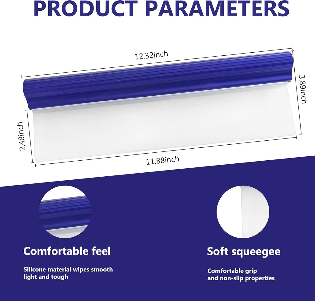 Professional Automotive Wiper Blade Squeegee, 12 inch 3-Layer Silicone Water Blade, Super Flexible T-Bar Squeegee Wiper, Car Handheld Quick Drying Squeegee for Glass or Home Windows