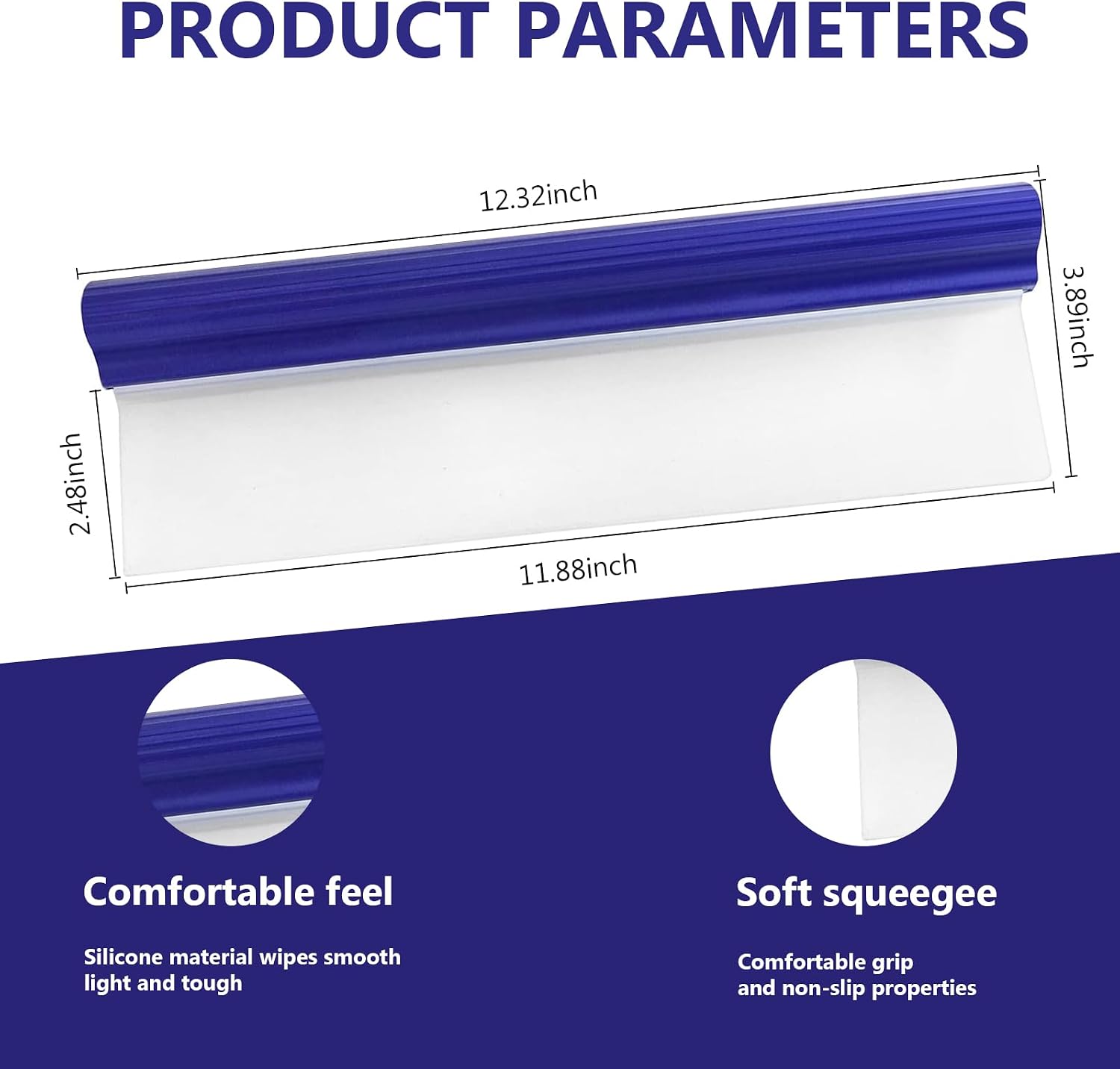 Professional Automotive Wiper Blade Squeegee, 12 inch 3-Layer Silicone Water Blade, Super Flexible T-Bar Squeegee Wiper, Car Handheld Quick Drying Squeegee for Glass or Home Windows