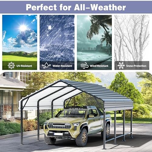 jy qaqa 12 x 15 ft metal carport on a desk or shelf