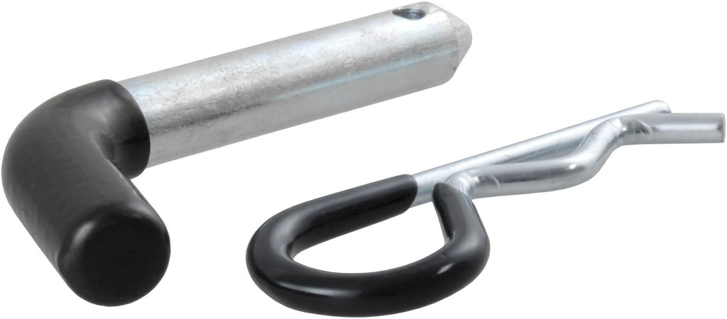 CURT 21410 Trailer Hitch Pin & Clip with Vinyl-Coated Grip, 1/2-Inch Diameter, Fits 1-1/4-Inch Receiver, Clear ZINC