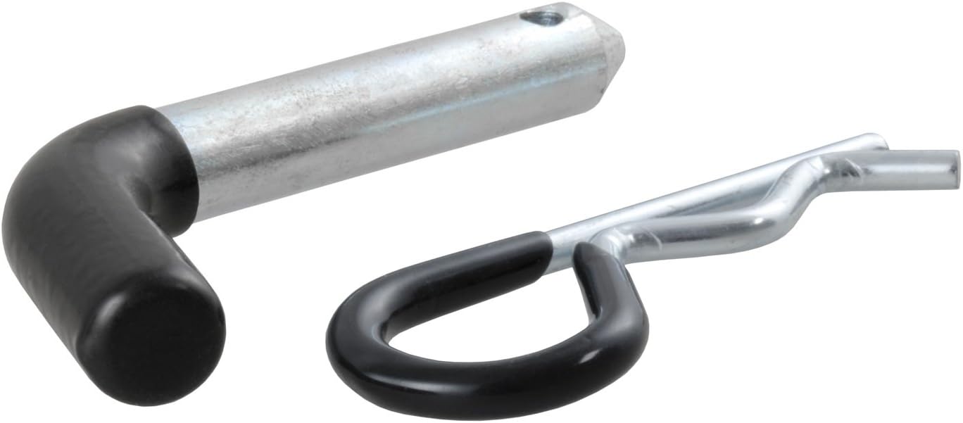 CURT 21410 Trailer Hitch Pin & Clip with Vinyl-Coated Grip, 1/2-Inch Diameter, Fits 1-1/4-Inch Receiver, Clear ZINC
