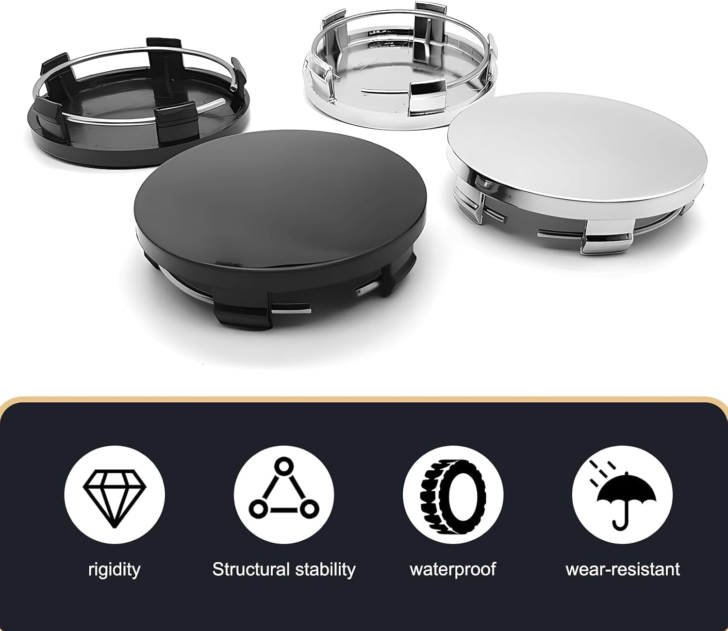 JITUIHOM 4 PCS Car Wheel Center Hub Cover for GMC Terrain 2018-2024, Snap-in Plastic Rim Center Hub Caps Cover Waterproof & Rustproof Automotive Accessories,OD58mm ID55mm