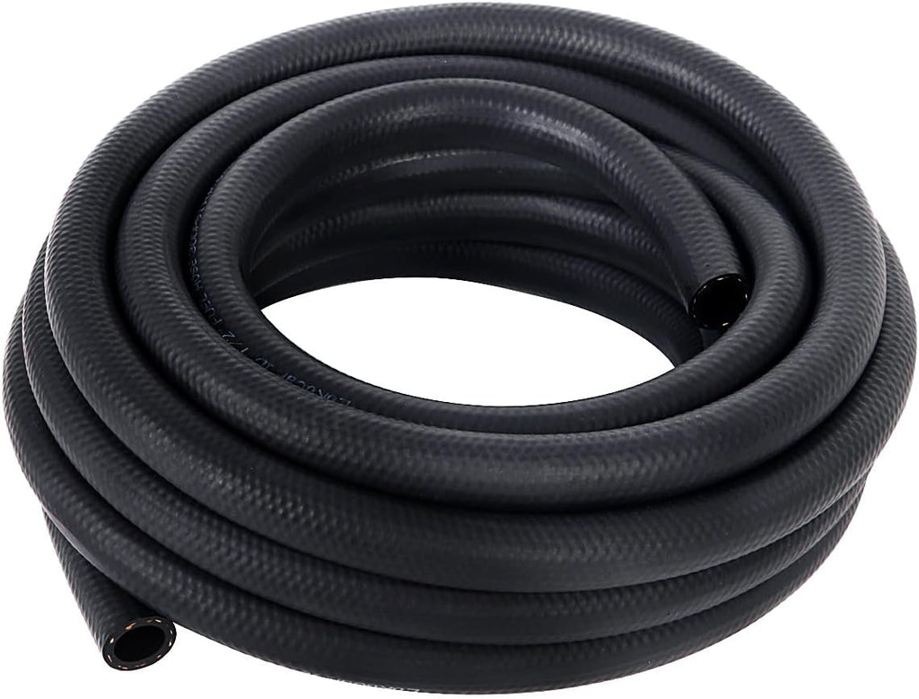 LokoCar Rubber Fuel Hose Line Push Lock 1/2" ID SAE 30R7 NBR 25ft 300PSI Black