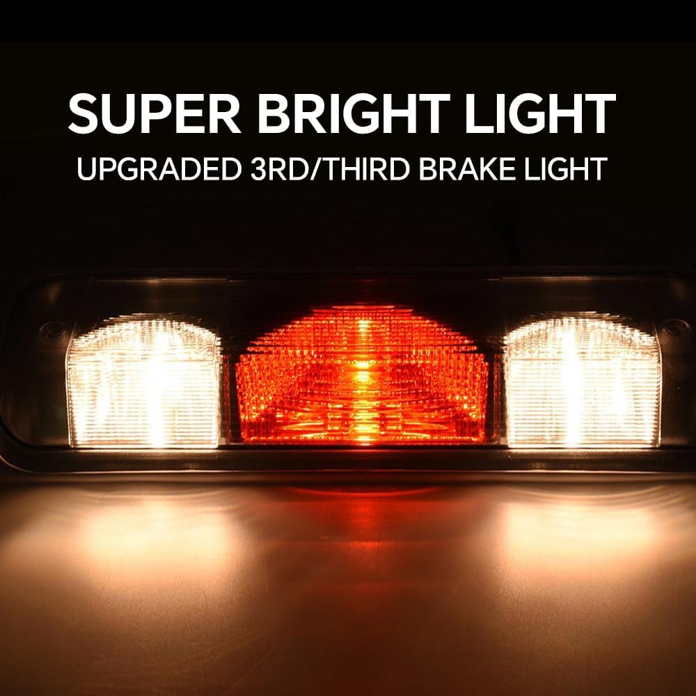 PIT66 3rd Brake Light Fit 2004-2008 Ford F150 | Fit 04-08 Ford F150 High Mount Center Rear Roof Third Cargo Light Parking Light Halogen Clear/Red Lens Tercera luz de freno