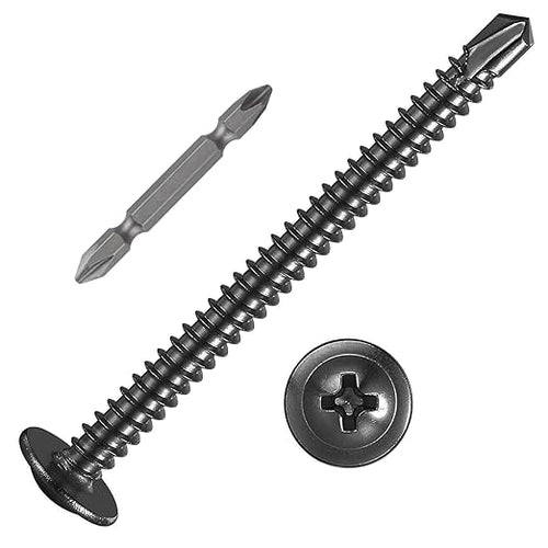 #8×2” for Sheet Metal Self-Tapping Screws 410 Black Stainless Steel Truss Head by Wensilon