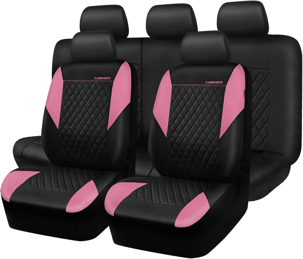 car pass pink leather seat covers,girly quilting pretty, main product view