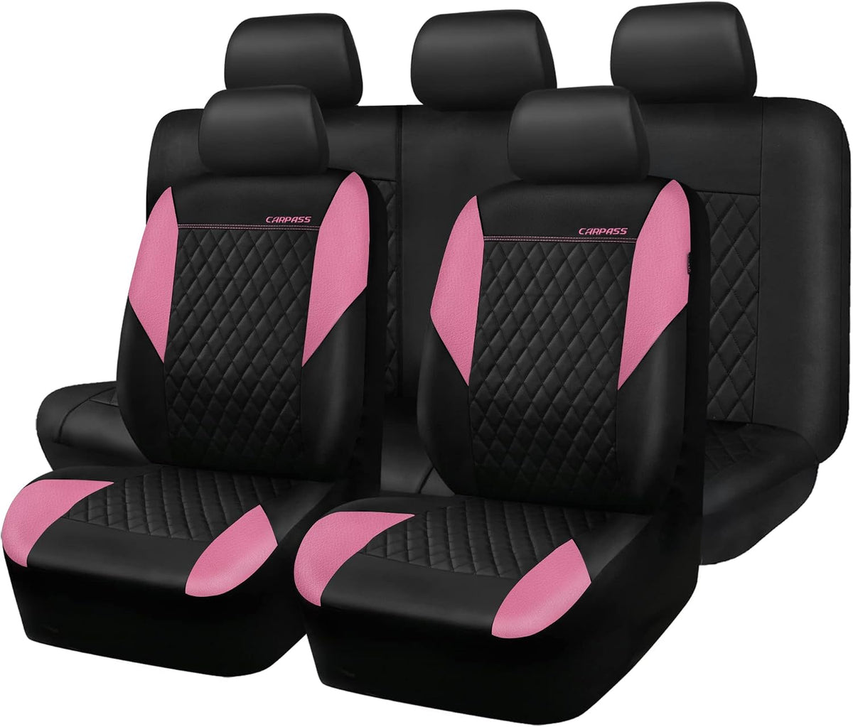 car pass pink leather seat covers,girly quilting pretty, main product view