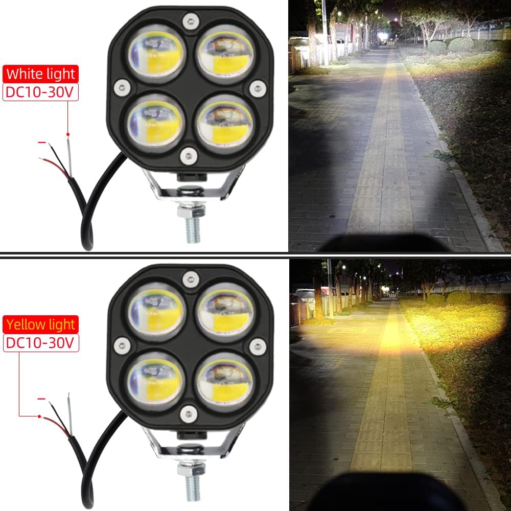 led pod lights driving fog lights amber/yellow white, close-up detail