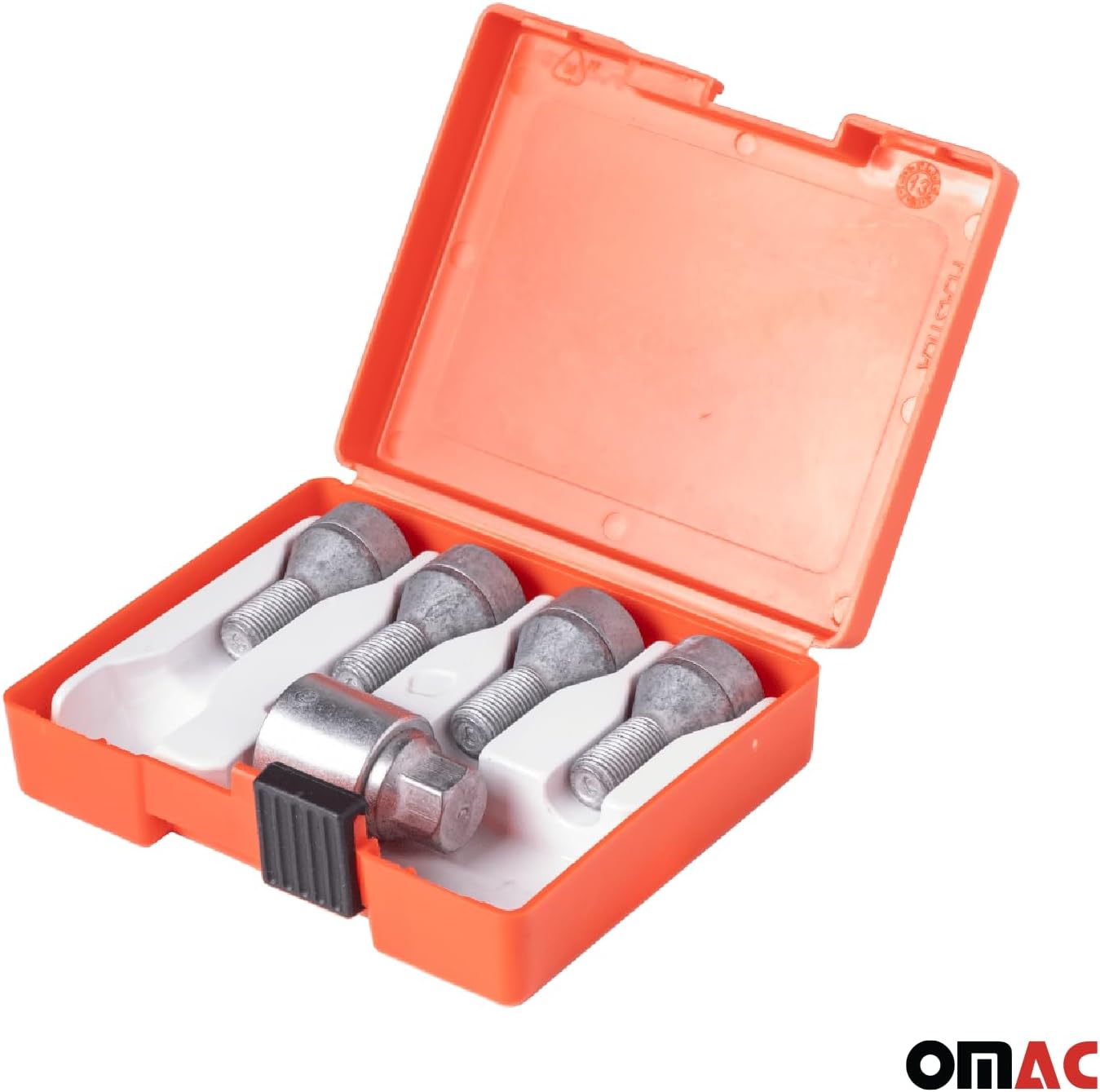 OMAC Wheel Lock Kit Compatible with Jeep Renegade, fits Fiat 500X 500L M12X1,25 Silver 4Locks & 1Key