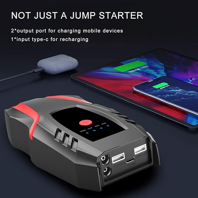12v Auto Jump Starter Peak Current 2000A, Car Lithium Battery Charger Jumper - Image 3