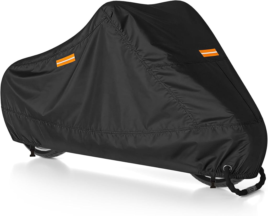 300D Motorcycle Cover Waterproof Outdoor, 96.5 inch Fits for Harley Davidson Sportster Iron 883/1200, Forty-Eight, Nightster, Nightster Special, Street 500/750, Honda Rebel 300/500/1100, Black