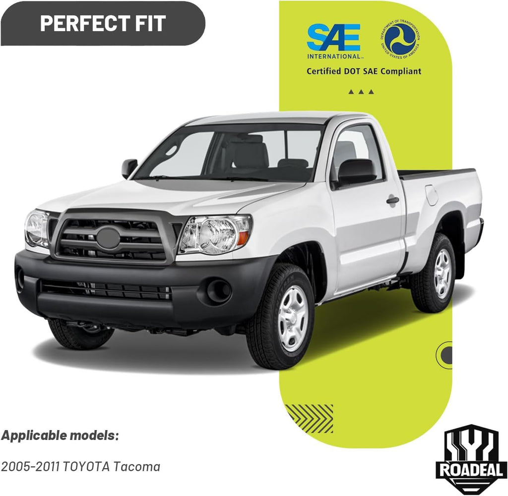 Headlights W/Bulbs for 2005 2006 2007 2008 2009 2010 2011 Toyota Tacoma Halogen Headlamp Replacement Driver & Passenger Side