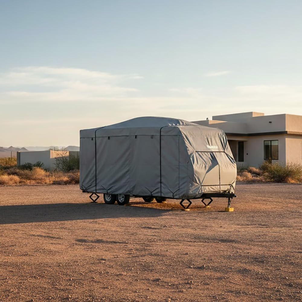 GEARFLAG Travel Trailer Cover for Motorhome Multi-Layers fits 19' - 21' with Reinforced Windproof Side-Straps Anti-UV Water-Resistance Heavy Duty (Fits 19' - 21') - Ideal for rv & Trailer Covers