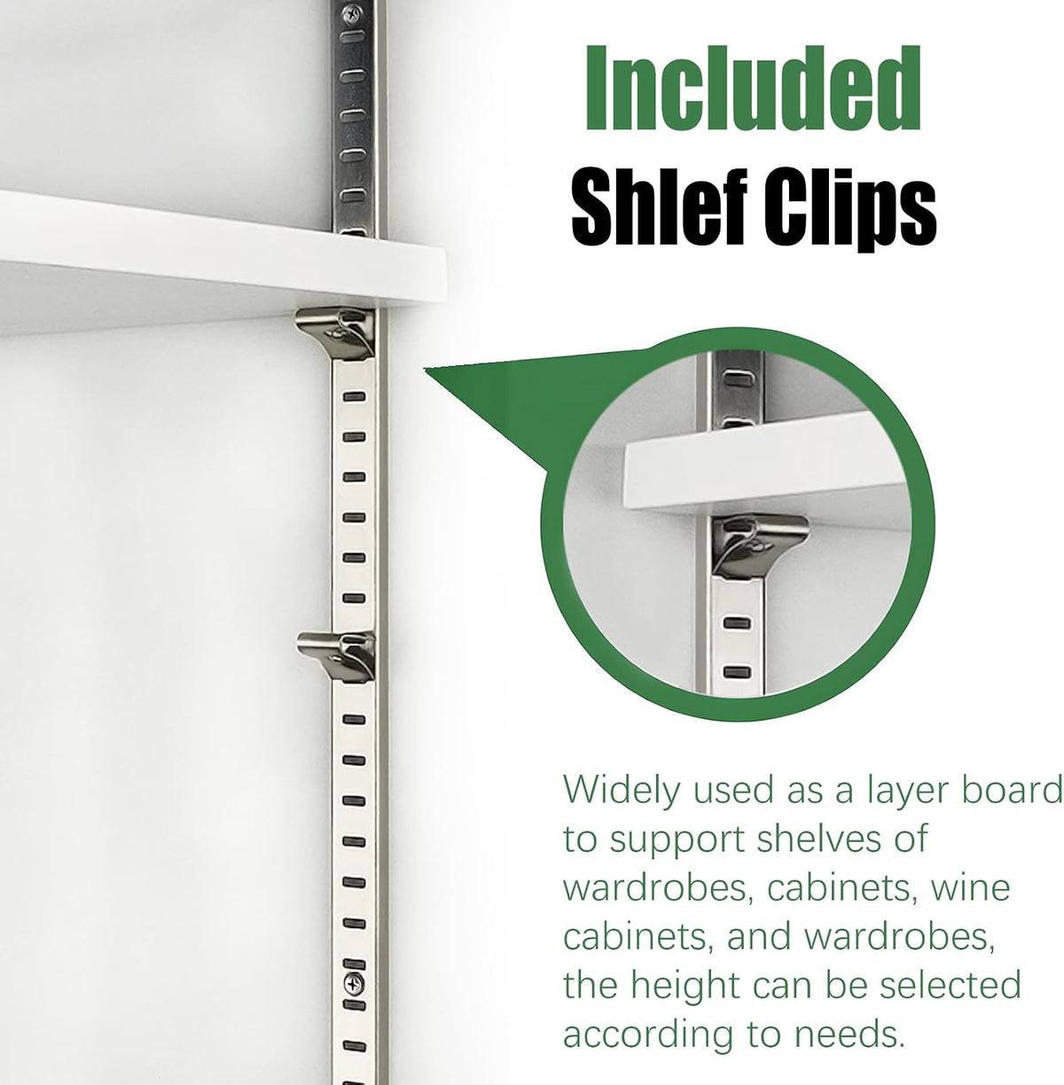 36 inch shelf pilaster with 40 clips and, side view