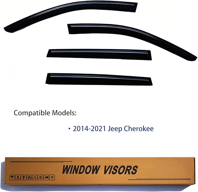 Window Visors Rain Guards fits 2014-2021 Cherokee, Out-Channel Window Wind - Image 2