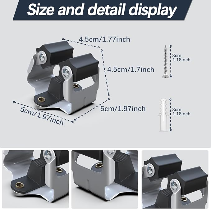 3-H 4 Pack Mop and Broom Holder Big Size Hanging 1 KG Extra, Broom Holder Wall - Image 3