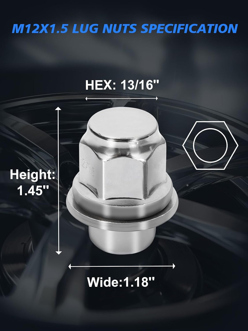 M12x1.5 Lug Nuts - 20pcs Wheel Lug Nuts Set Compatible with 95-22 Avalon, 97-24 Camry, 97-17 4Runner, 03-24 Corolla, 96-23 RAV4, 97-16 Tacoma, 13-22 RX350, Chrome Acorn Wheel Nuts