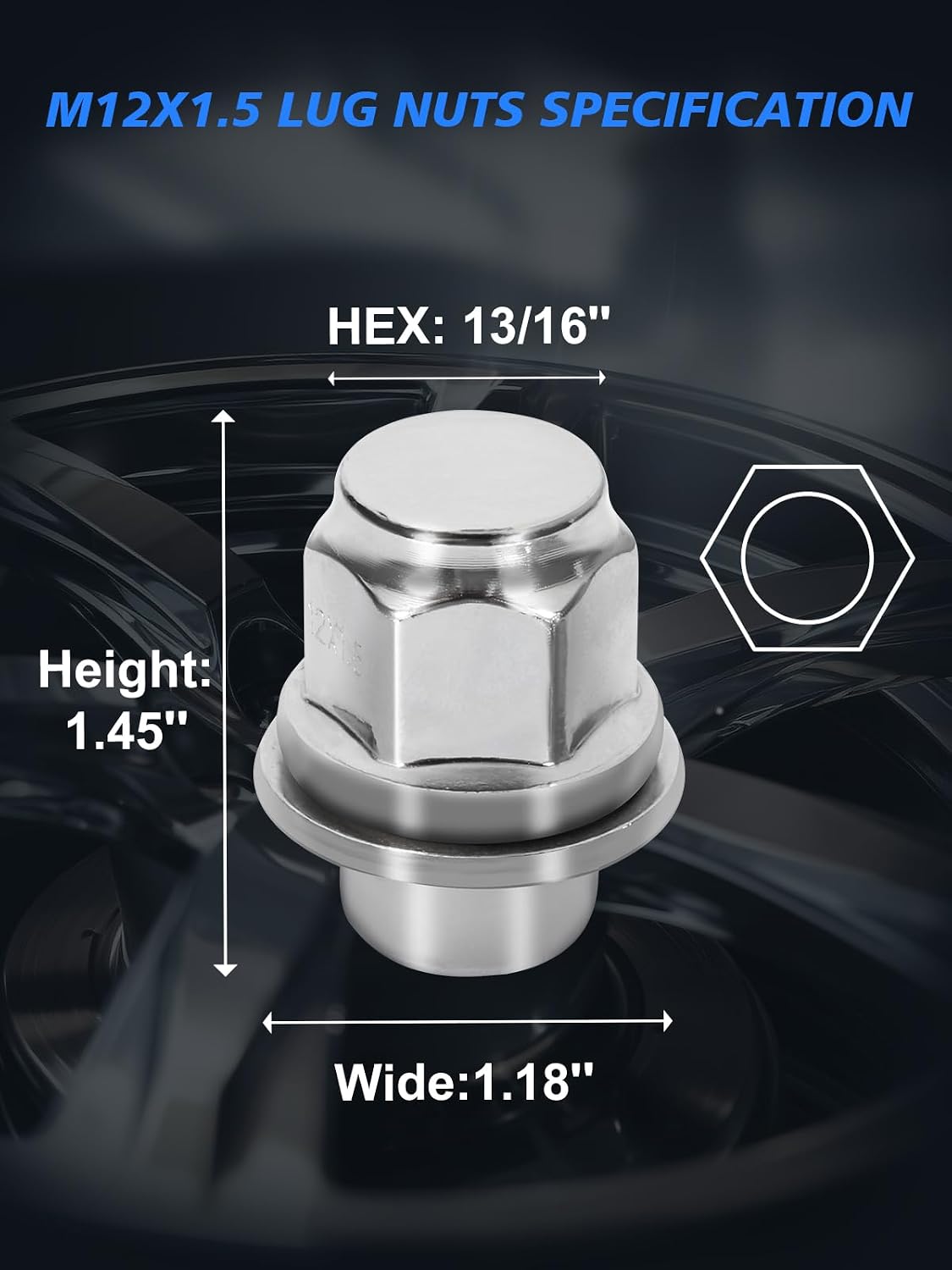 M12x1.5 Lug Nuts - 20pcs Wheel Lug Nuts Set Compatible with 95-22 Avalon, 97-24 Camry, 97-17 4Runner, 03-24 Corolla, 96-23 RAV4, 97-16 Tacoma, 13-22 RX350, Chrome Acorn Wheel Nuts