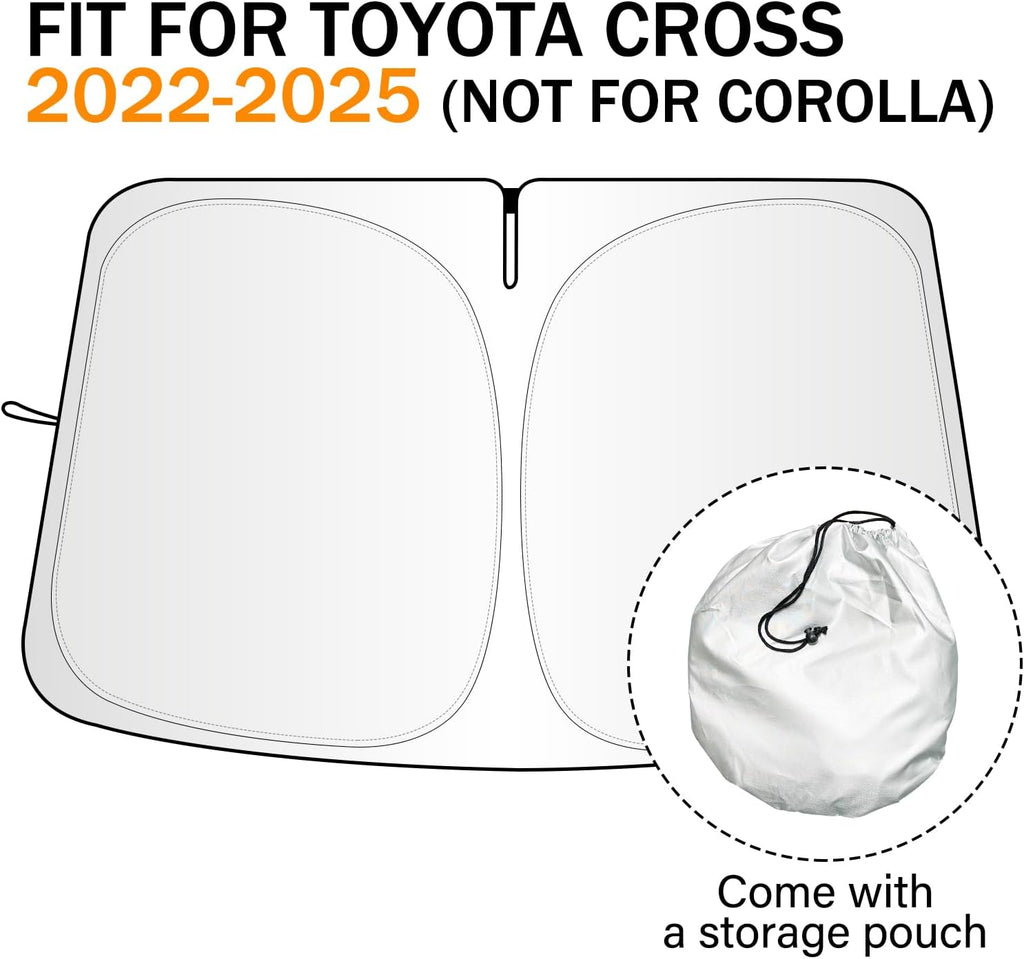 Windshield Sun Shade for Toyota Corolla Cross 2022-2026(Not for Corolla), Foldable UV Block Front Window Sunshade, Custom Fit Car Accessories