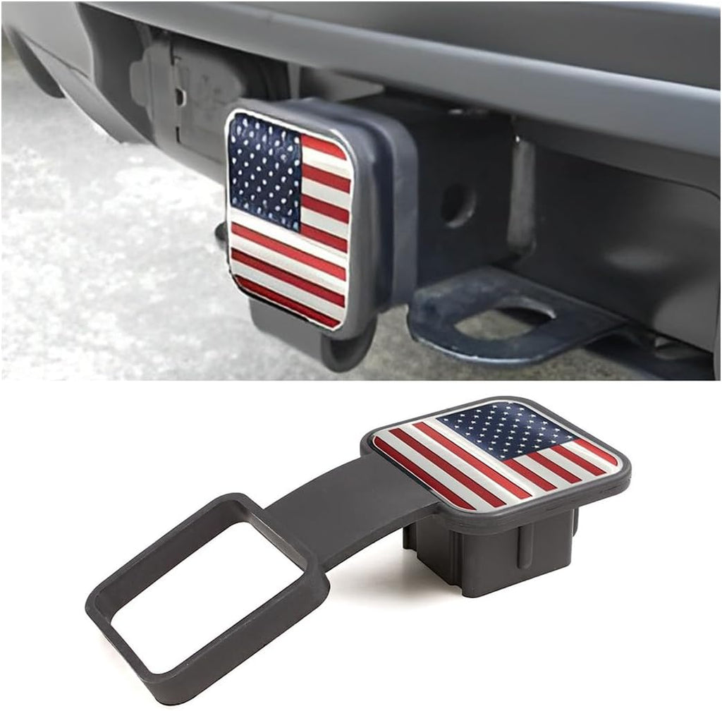 Osilly 2 Inch Trailer Hitch Cover, American Flag Tube Plug Insert Cap Fit for 2" Receivers, Car Exterior Accessories, US Patriotic Tow Hitch Cover for Most Vehicles, SUV, RV, Pickup, ATV (Red)