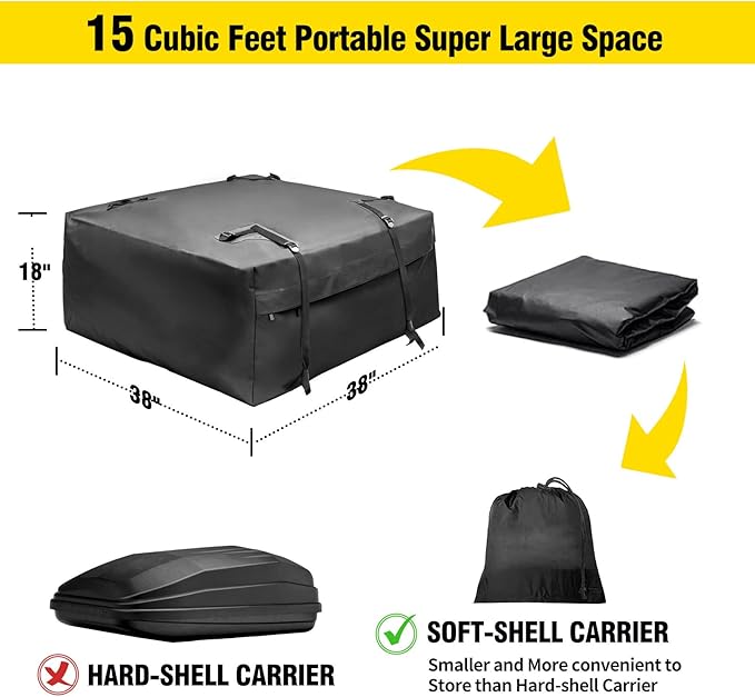 Leader Accessories Roof Rack Cargo Basket Set, Car Top Luggage Holder 64"x 39" - Image 3