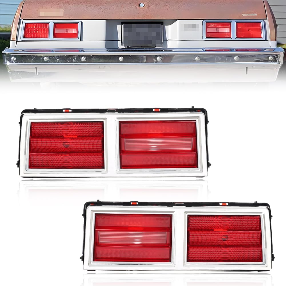 Tail Light Lamp Lens Compatible with Chevy II Nova 1975 1976 1977 1978 1979, [DOT Certified] [IP67 Waterproof] Rear Bumper Reflector Light Lens [No Bulbs], 2 PCS, Red Lens