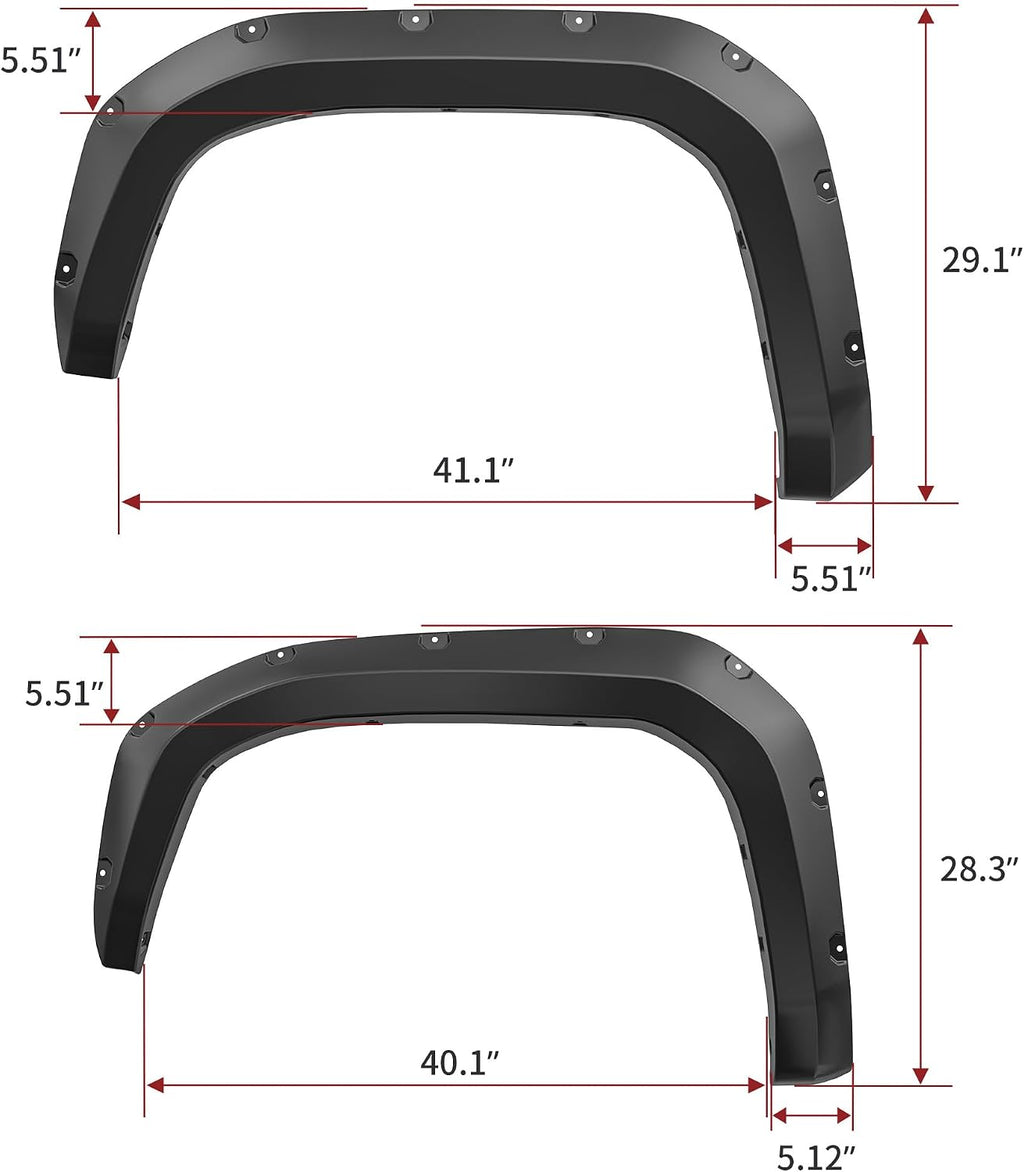 YITAMOTOR Front Rear Fender Flares Compatible with 2024-2025 Toyota Tacoma, Pocket Style Smooth Textured Wheel Flares Cover Protector Set, 4 Pcs, PP Black
