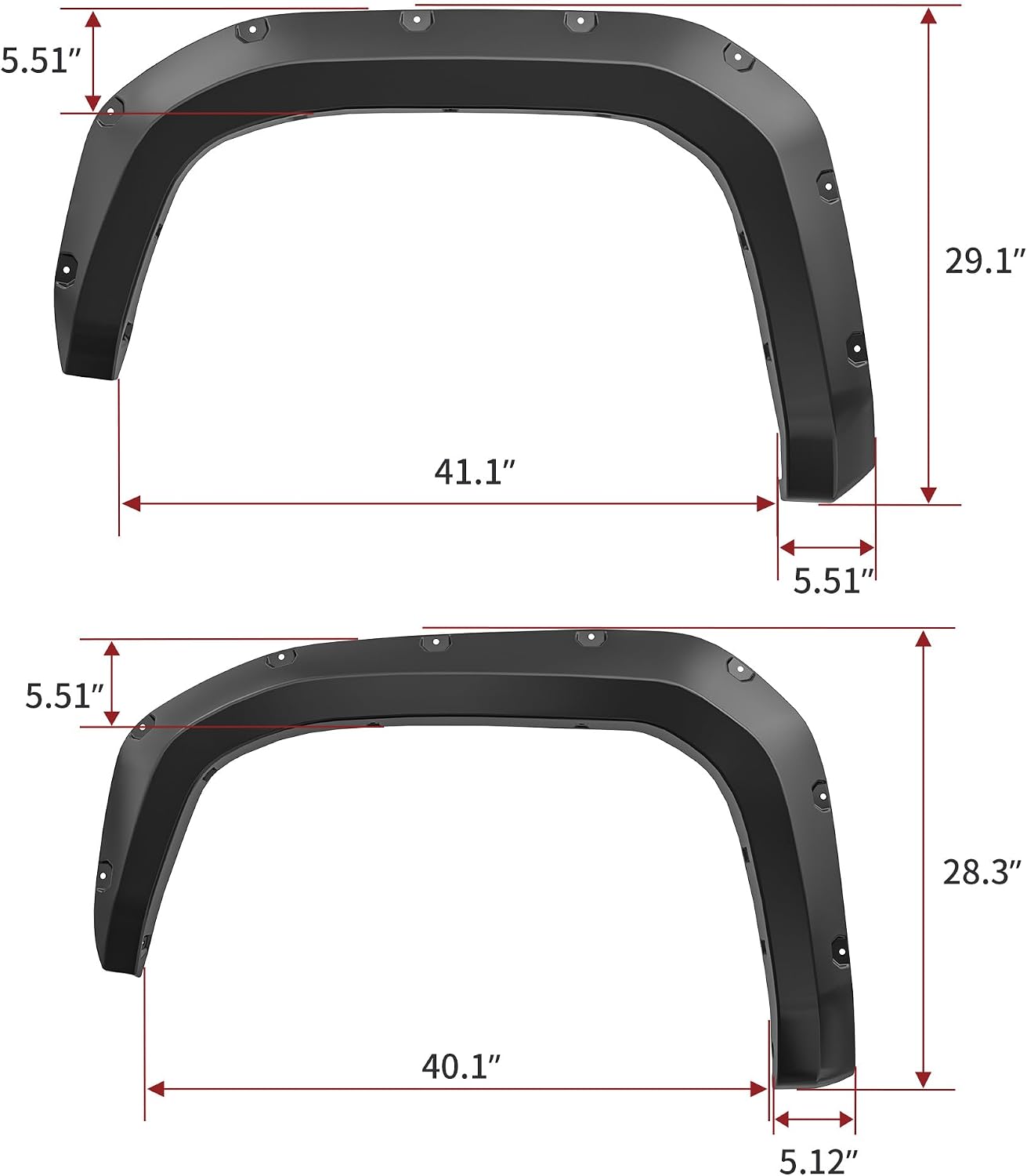 YITAMOTOR Front Rear Fender Flares Compatible with 2024-2025 Toyota Tacoma, Pocket Style Smooth Textured Wheel Flares Cover Protector Set, 4 Pcs, PP Black