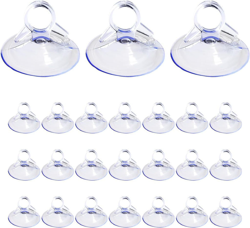 Ohleats 24PCS Car Glass Windshield Sunshade Suction Cups, Powerful Pull Ring Dovetail Sucker Hooks, Multi-Purpose Window Suction Cups for Kitchen Bathroom, Car Accessories (Transparent, 4.5 cm)