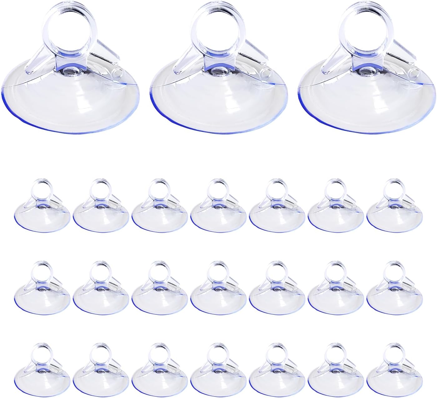 Ohleats 24PCS Car Glass Windshield Sunshade Suction Cups, Powerful Pull Ring Dovetail Sucker Hooks, Multi-Purpose Window Suction Cups for Kitchen Bathroom, Car Accessories (Transparent, 4.5 cm)