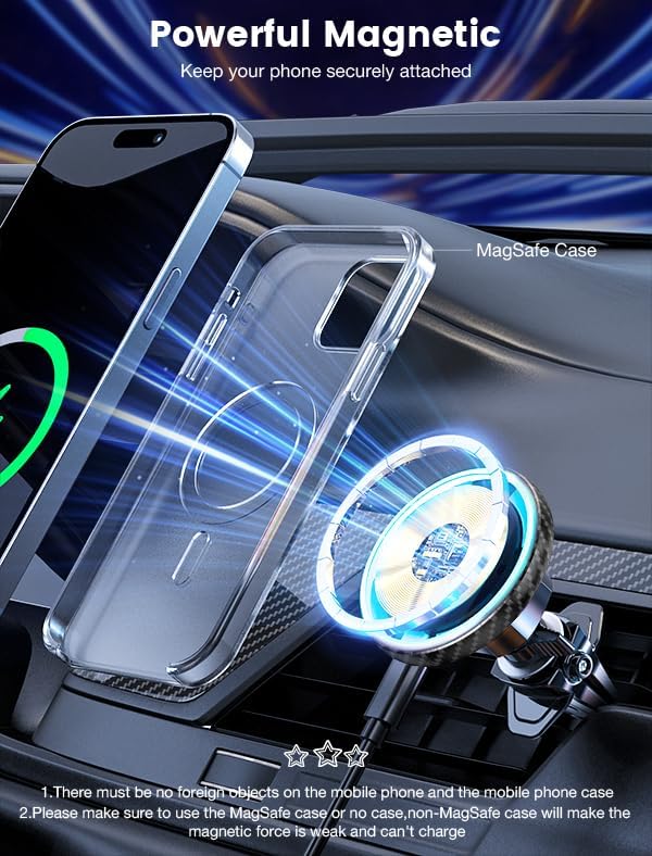 MOKPR for Magsafe Car Mount Charger-15W Wireless Car Charger-Magnetic Car Phone - Image 6