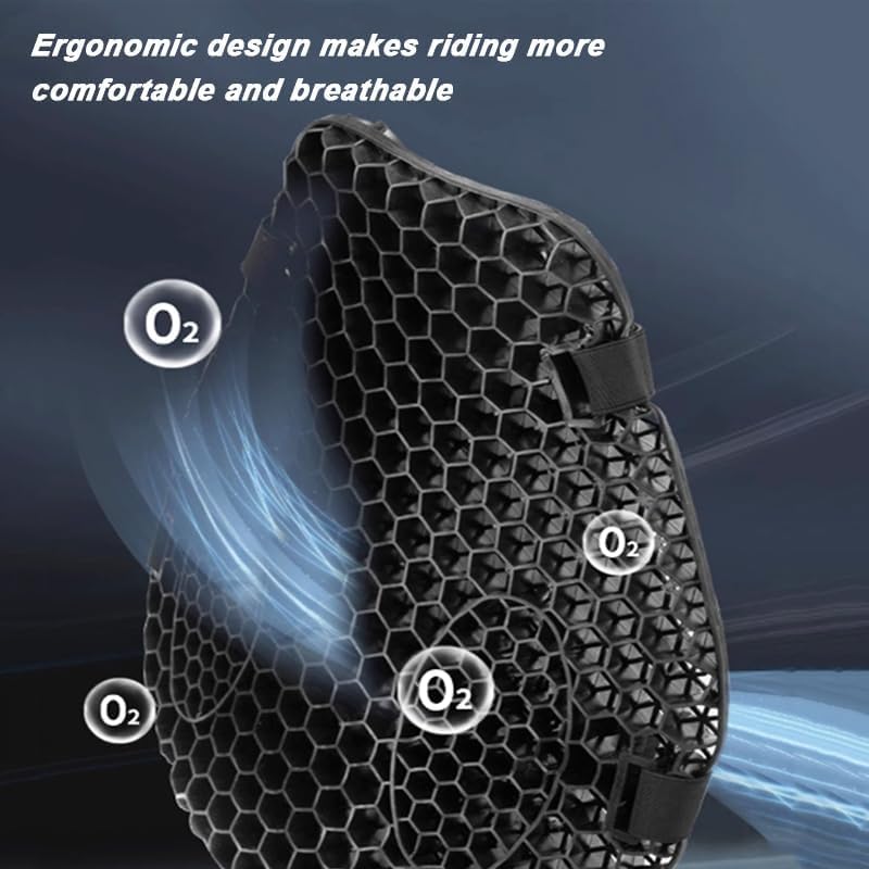 Motorcycle Gel Seat Cushion for Honda Africa Twin 2017-2024, with Seat Cover, 3D Honeycomb Structure, Shock-Absorbing and Breathable, Soft and Comfortable for Long Rides