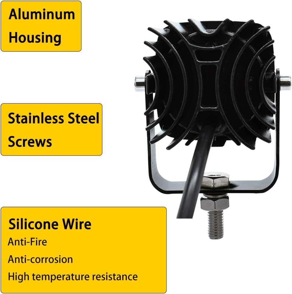 2 inch 60w 8d lens led work light, side view