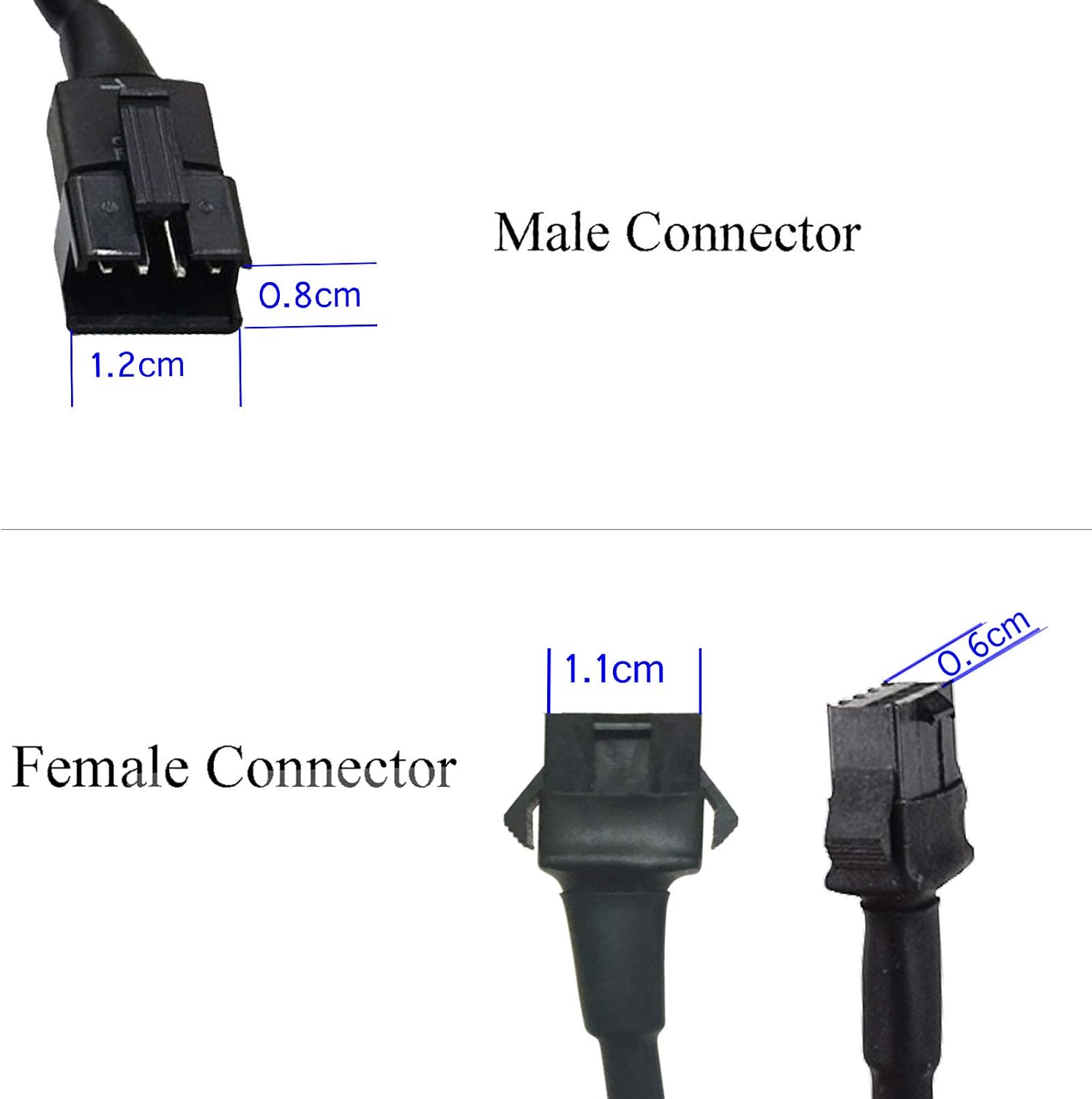 2Pcs 7.5in Motorcycle Extension Wire 3-Way Splitter Y Cable for RGB LED Motorcycle Light Rock Light Multi-Color Neon Strip (1 Female to 3 Male Cable)