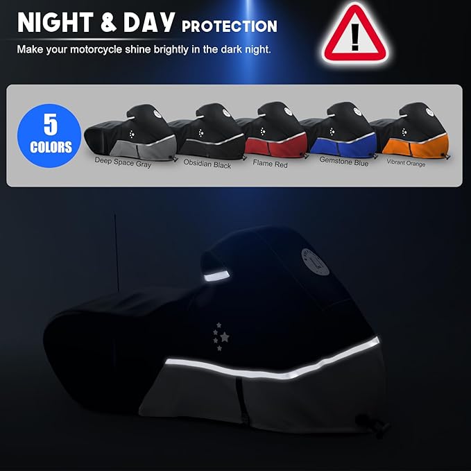 Motorcycle Cover 420D Heavy Duty All Season Universal Weather Waterproof - Image 7