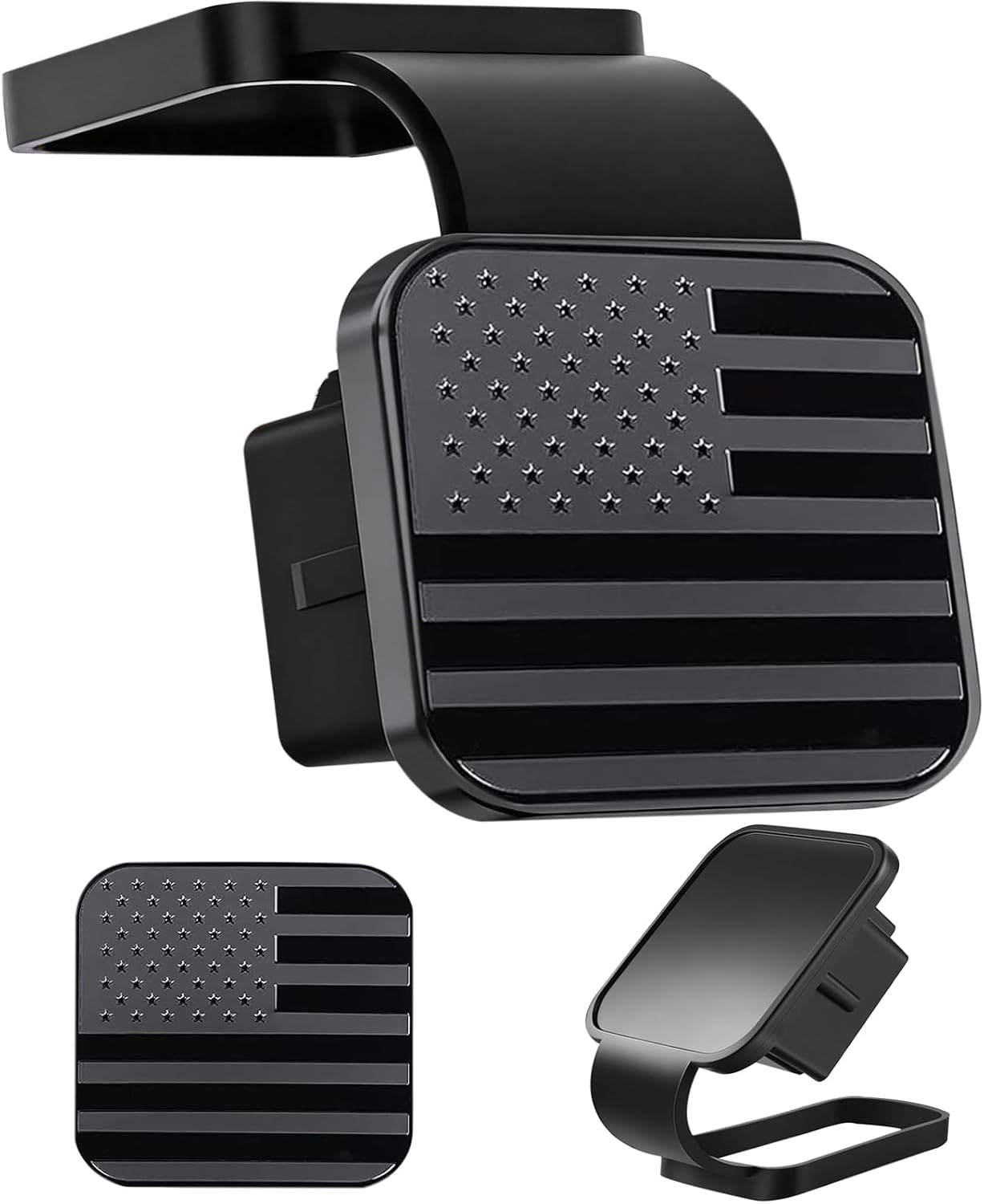 Trailer Hitch Cover with Black for Any 2" Receivers - American Flag Rubber Hitch Tube Cover Plug Cap