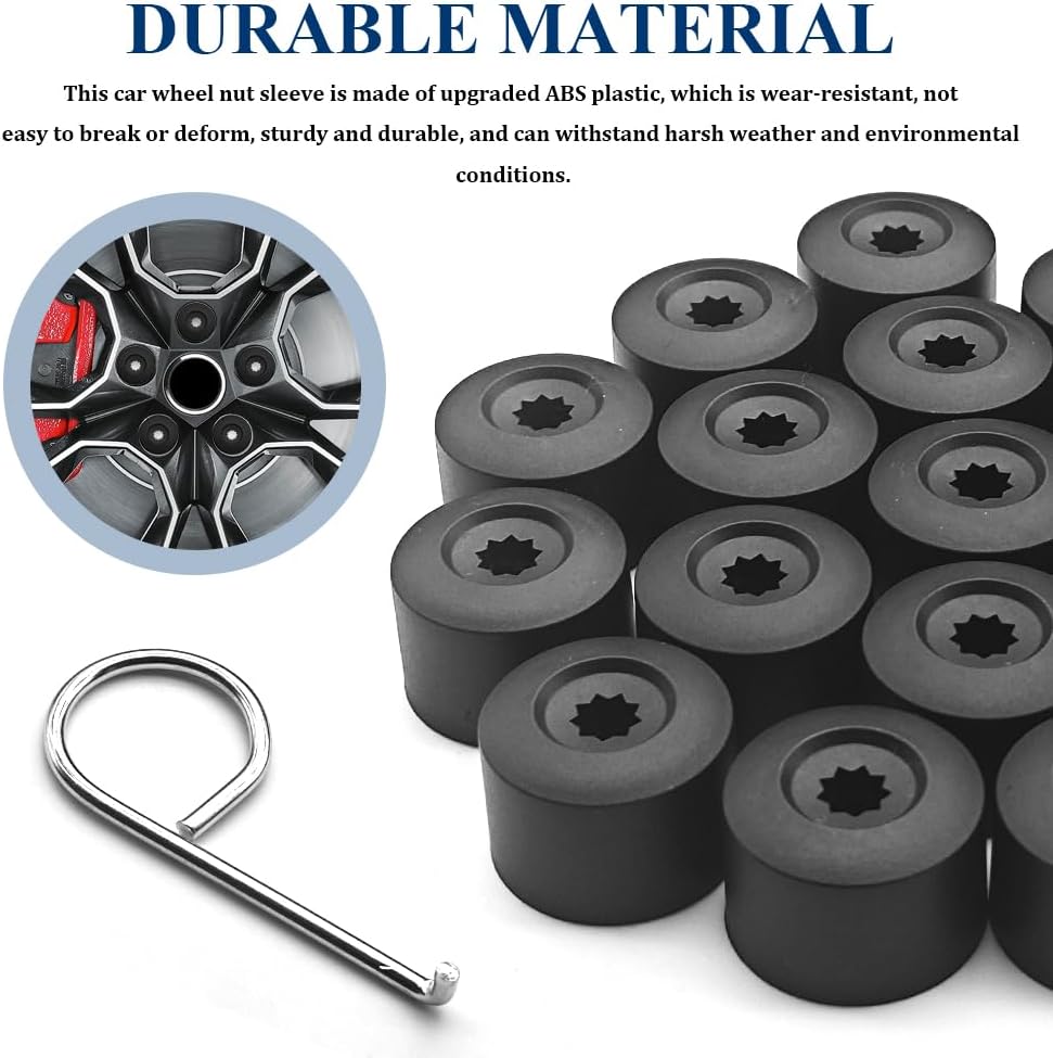 20PCS Lug Nut Cover, Wheel Studs and Lug Nuts, 17mm Wheel Nut Covers with Removal Tool, Car Accessories Universal Auto Hub Exterior Decoration Protective Cover Suitable for Most Vehicles