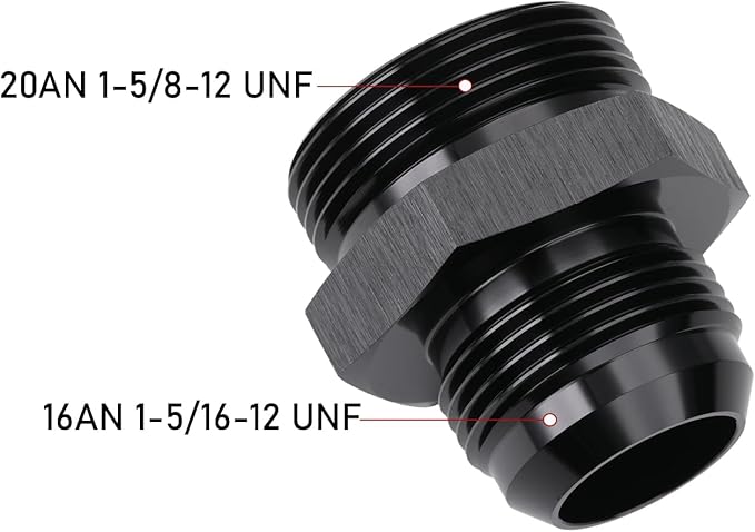 16AN Male Flare to 20AN ORB O-ring Boss Fuel Pump Rail Adapter Fitting Aluminum - Image 2