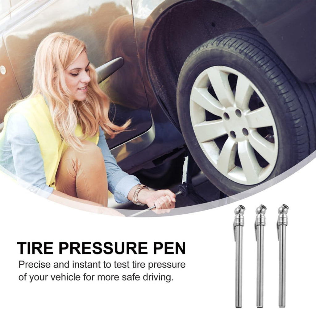Car Tire Pressure Pen 5pcs Portable Auto Tire Pressure Gauge Silver for Vehicle Maintenance and Repair