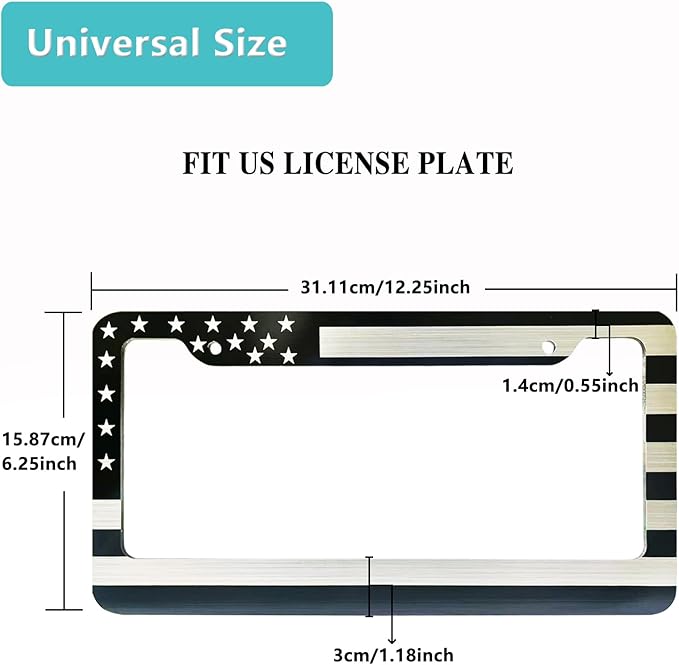 American Flag License Plate Frame- Black Front Rear Patriotic USA ‌Car Tag - Image 4