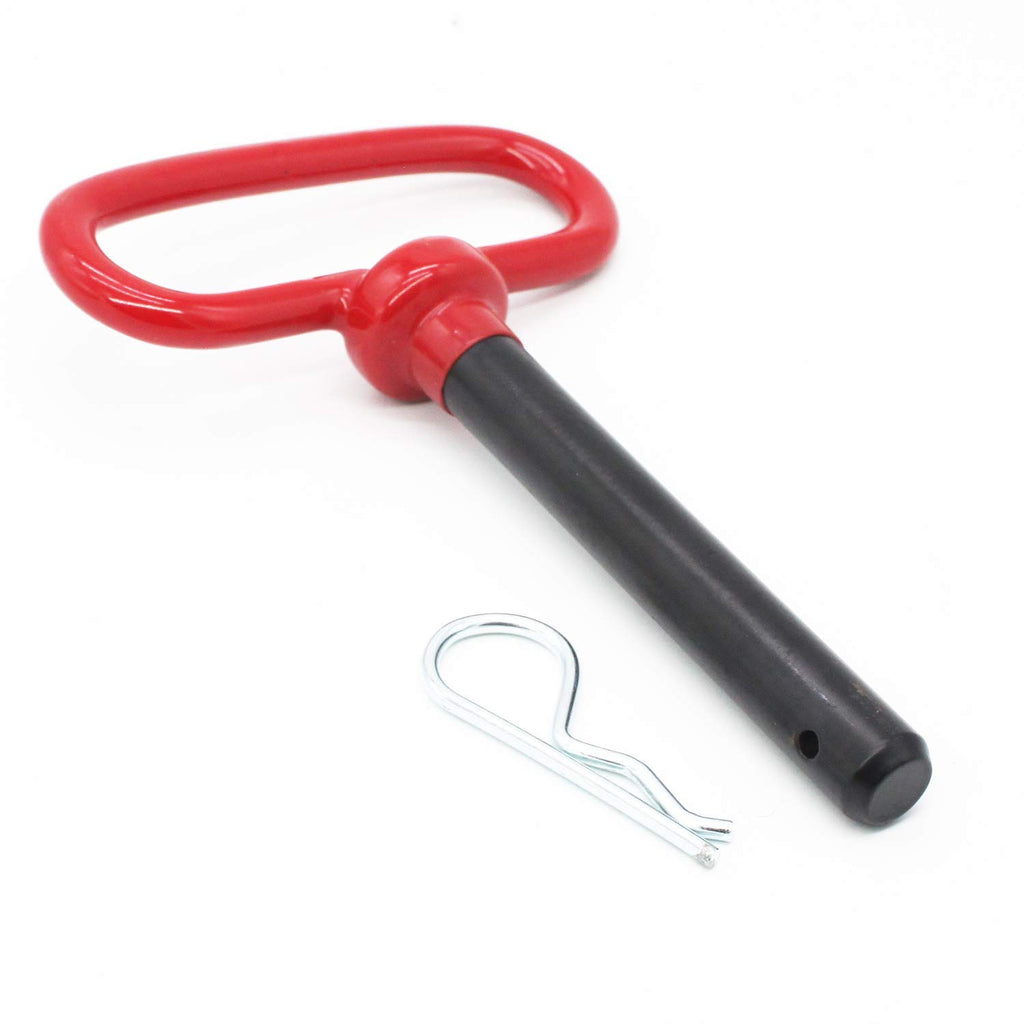 X-Haibei Head Towing Hitch Pin and Clip 5/8 x 4 inch for Trailer, Tractor Truck, Towing Cargo, Receiver Hitch Pin, Red Handle, 2 Pack