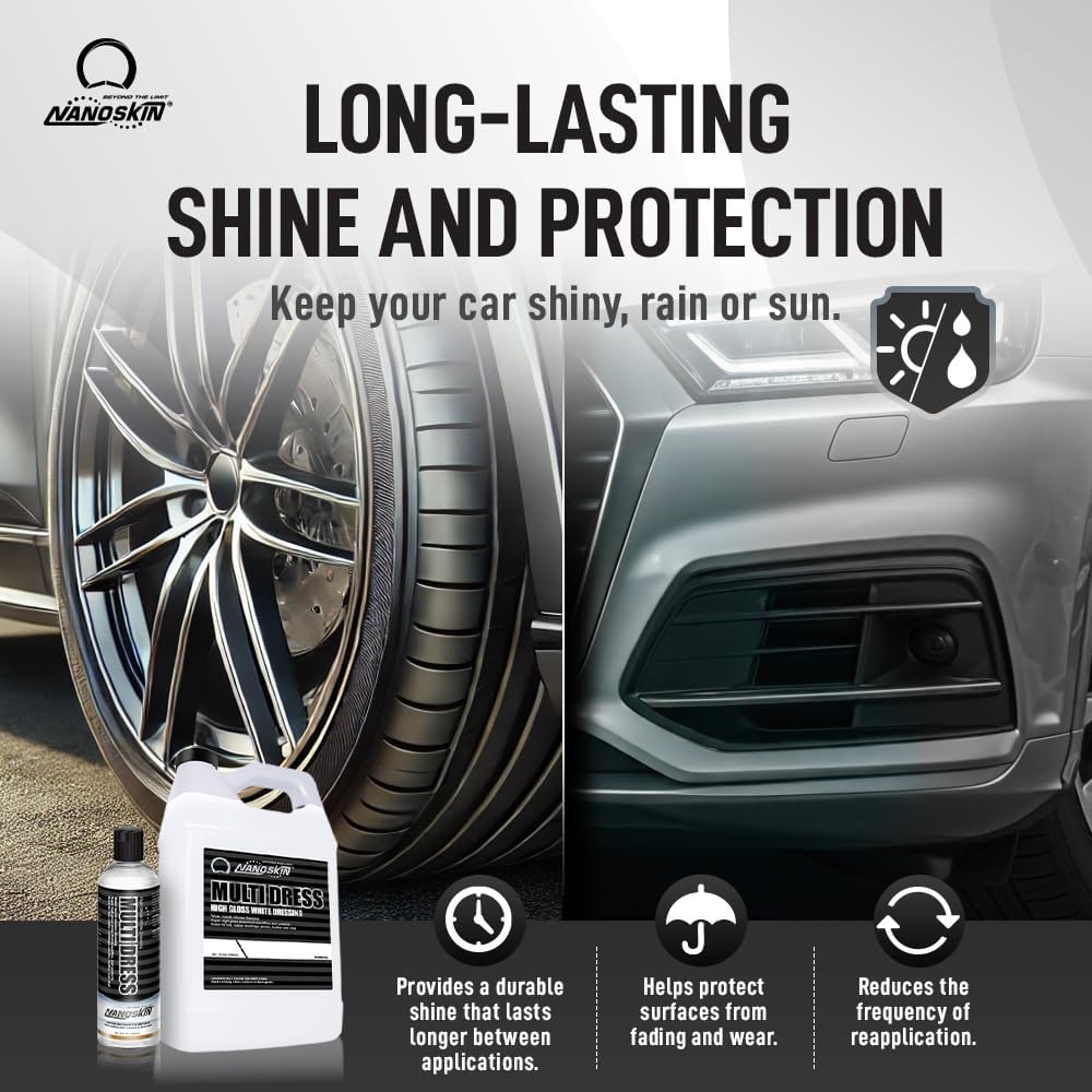 Nanoskin MULTI DRESS All Purpose Dressing 1 Gallon - Interior & Exterior Dressing for Car Detailing Works on Tire, Vinyl, Rubber, Plastic & Trim Safe for Cars, Trucks, Motorcycles, RVs & More
