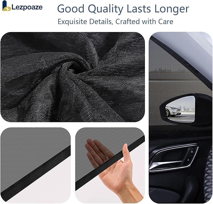 4Pcs Car Window Screens for Mercedes GLE 350 450 2020-2025, Nylon Mesh Breathable Mosquito Net Camping Sun Shade Side Door Privacy Curtains Cover
